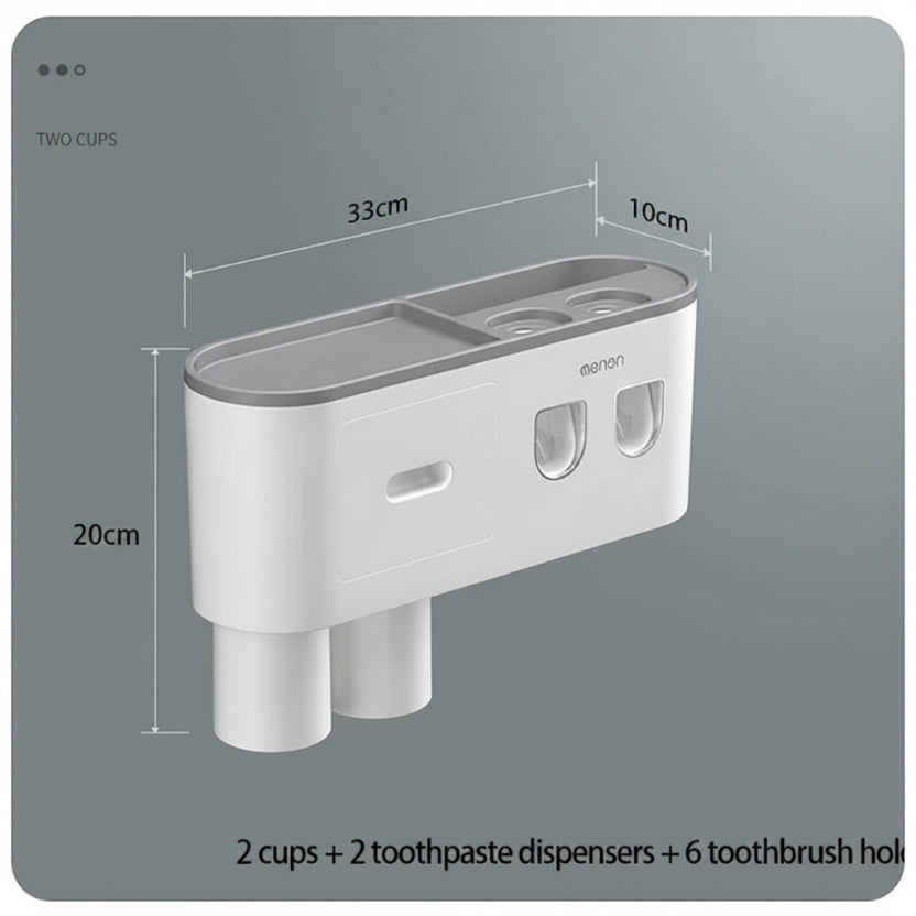 Magnetic Toothbrush Holder & Toothpaste Dispenser Set | Wall Mounted, Waterproof