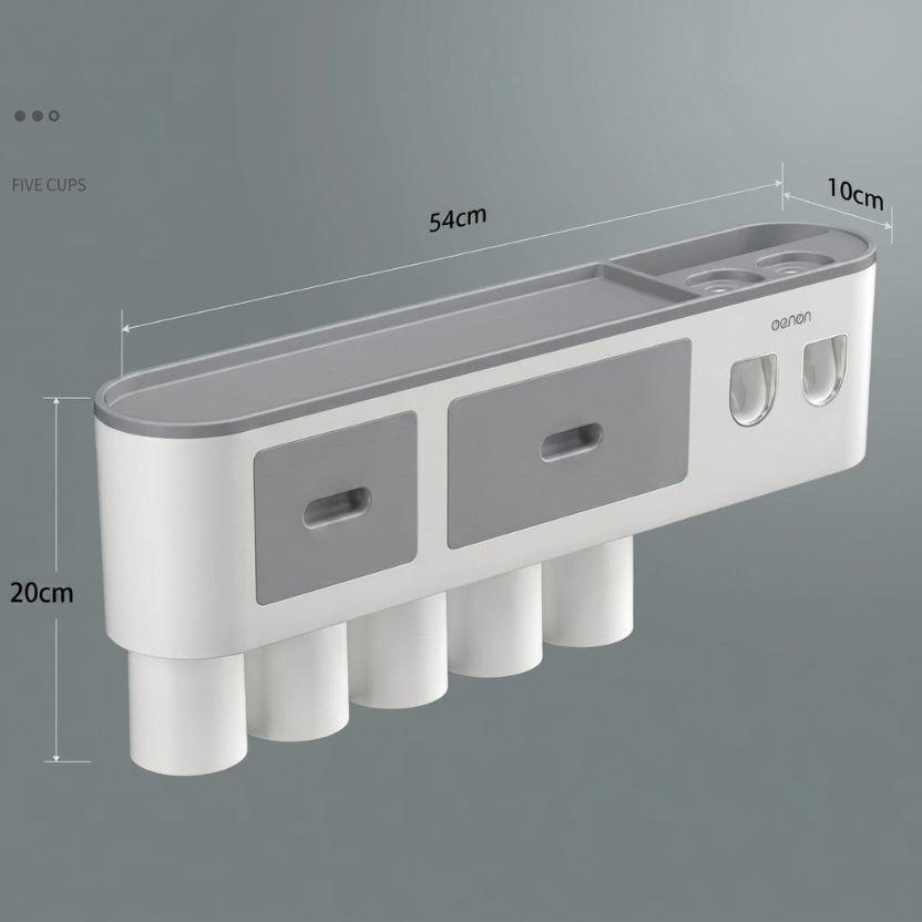 Magnetic Toothbrush Holder & Toothpaste Dispenser Set | Wall Mounted, Waterproof