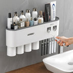 Magnetic Toothbrush Holder & Toothpaste Dispenser Set | Wall Mounted, Waterproof