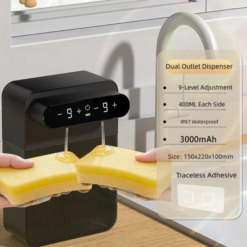 Dual-Head Soap Dispenser 400ml | 9-Speed Adjustable, 3-Month Battery Life - ★ FoamFlow Shop ★