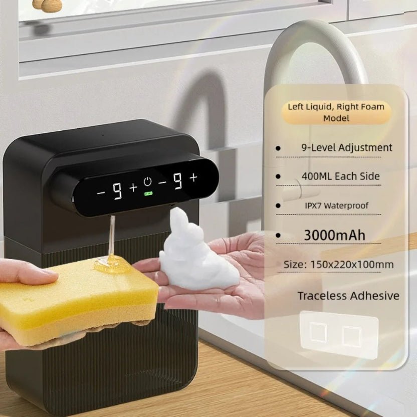 Dual-Head Soap Dispenser 400ml | 9-Speed Adjustable, 3-Month Battery Life - ★ FoamFlow Shop ★